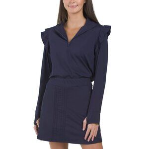 SMITH & QUINN Navy Grayson Ruffle Shoulder Quarter Zip Jacket